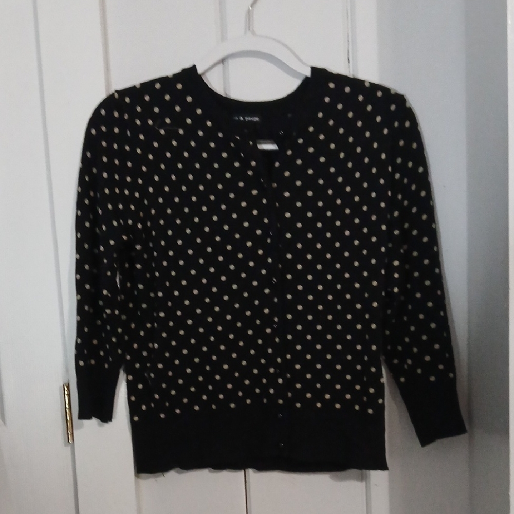 Cable & Gauge Womens Medium Black/Tan Cardigan Sweater